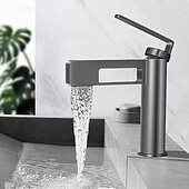 abordables Classiques-Robinet de lavabo de salle de bain, robinet de salle de bain noir, robinets de bain en forme de pistolet à un trou en laiton (noir/gris/chrome/doré)