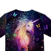 cheap Girl's 3D Cartoon-Girls' 3D Animal Unicorn T shirt Short Sleeve 3D Print Summer Spring Active Fashion Cute Kids 3-12 Years Outdoor Daily Indoor Regular Fit