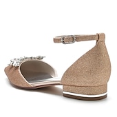 abordables Semi-formel-ballerines en satin blanc pour femmes avec motif floral en strass – chaussures de mariage ou de soirée élégantes à bout pointu