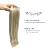 abordables Extensions à Clips-extensions de cheveux blonds vrais cheveux 12-24 pouces 120g 7 pièces blond cendré met en évidence le clip blond platine dans les extensions de cheveux vrais extensions de cheveux épais et raides pour