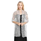 billige bryllup gjesteomslag-Sjal  Wrap Sjal Kvinner Bryllupsgjest Wrap Glitrende  Skinne Elegant Brud Uten Ermer Bryllups Wraps Med Splitt Bryllup Sommer kle deg å imponere