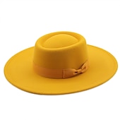 cheap Party Hats-Hats Flannel Bucket Hat Party / Evening Holiday Kentucky Derby Melbourne Cup Cocktail Simple Solid Color With Bowknot Headpiece Headwear