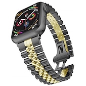 cheap Apple Watch Bands-Link Bracelet Compatible with Apple Watch band 38mm 40mm 41mm 42mm 44mm 45mm 49mm Men Two Tone Metal Clasp Stainless Steel Strap Replacement Wristband for iwatch Ultra 2 Series 9 8 7 SE 6 5 4 3 2 1