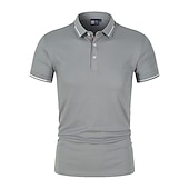 levne Pánské klasické polo-Pánské Polo trička Golfová košile Venkovní Ležérní Polo límec Žebrovaný polo límec Krátký rukáv Klasické Proužky Tlačítko Přední Tlačítko dolů Léto Běžný Modrá moře Černá Bílá Světlá růžová Rubínov