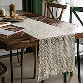 cheap Table Runners-Table Runner Cotton Line Farmhouse Style Table Decor Cover for Wedding Party Tea Party Festival Khaki