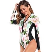 preiswerte Hautausschlagswächter-Damen Anti UV Badeanzug UV-Schutz UPF50+ Atmungsaktiv Langarm Spandex Bodysuit Badeanzug Reißverschluß vorne Schwimmen Surfen Strand Wassersport Sommer Frühling