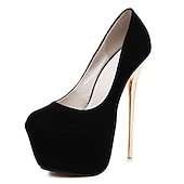 abordables Talons Plateforme-Femme Chaussures à Talons Escarpins Talons aiguilles Soirée Couleur unie Couleur Pleine Plateau Talon haut Talon Aiguille Bout rond Elégant Faux suède Mocassins Noir