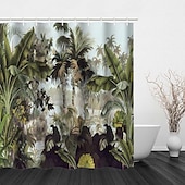 levne Sprchové závěsy-Sprchový závěs s háčky 180cm*180cm (70&quot;*70&quot;) polyesterový prátelný voděodolný vzor tropických deštnych rostlin jako domácí dekorace koupelna