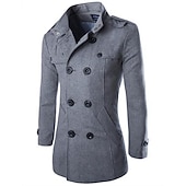 preiswerte Herren-Blazer &amp; -Anzüge-Herren-Wintermantel, Peacoat, zweireihig, Business-Casual, normal, schmale Passform, warm, einfarbig, Herbst, Langarm, dick, klassisch, Trenchcoat, Büro, tägliche Arbeit