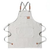cheap Aprons-Chef Apron For Women and Men, Kitchen Cooking Apron, Personalised Gardening Apron with Pocket Work Aprons Cross Back Heavy Duty Adjustable