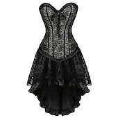 tanie Gotyk-Seksowny Retro / vintage Rokoko Krótki Mini Sukienka Gorset na biust gorset Żakard Koronka Z odsłoniętymi ramionami Strój na bal maskowy Damskie Halloween Karnawał Bal maskowy Studniówka Impreza