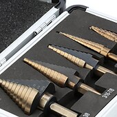 economico set di punte da trapano-5 pz hss pollici arrosto giallo scala trapano passo trapano bit foro cutter set di strumenti di perforazione