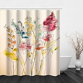 levne Sprchové závěsy-Záclona do sprchy s háčky 180cm*180cm (70&quot;*70&quot;) polyester praní v pračce voděodolná vzor květinových listů