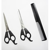 baratos Cuidados com o Cabelo-4 pçs/conjunto tesoura de cabeleireiro doméstico tesoura de desbaste de corte de cabelo tesoura de barbeiro tesoura de dente plano pente ferramentas de estilo de cabelo