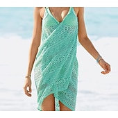 economico Prendisole-Per donna Normale Costumi da bagno Prendisole Abito da spiaggia Costume da bagno Lacci Pizzo Scollatura posteriore Uncinetto Strappato Tinta unica Con bretelline Festività Sensuale Costumi da bagno