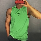 preiswerte Fitness Tank-Tops-Herren Tank Top Weste Unterhemd Ärmelloses Shirt Ärmellos Rundhalsausschnitt Sommer Grafikdrucke Mode Leicht Atmungsaktiv Druck Outdoor Straße Lässig Schwarz Weiß Gelb Top T-Shirt für Herren