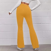 cheap Women&#039;s Flare Pants-Women&#039;s Normal Bootcut Flare Flared Pants Fashion Full Length High Waist Plain Wide Leg Comfort Micro-elastic Casual Weekend Black Yellow Red Blue Summer Spring &amp;  Fall Regular Fit