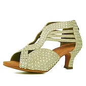 abordables Chaussures de danses latines-chaussures de danse à strass noires pour femmes avec bout ouvert et design à lanières - talons de danse étincelants pour la danse latine, la salsa et la danse de salon