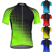 זול חולצות גברים-בגדי ריקוד גברים חולצת ג'רסי לרכיבה מנוקד שיפוע שרוולים קצרים אופנייים ג'רזי צמרות עם 3 כיסים אחוריים רכיבת הרים רכיבת כביש ייבוש מהיר רצועות מחזירי אור כיס אחורי פתילת לחות ספורט צהוב אדום כחול ביגוד