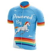 voordelige Heren shirts-Voor heren Wielrenshirt Eenhoorn Grappig Engelse slogan Korte mouw Fietsen Shirt Kleding Bovenlichaam met 3 achterzakken Bergracen Wegwielrennen Sneldrogend Reflecterende strips Achterzak