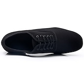 cheap Men&#039;s Dance Shoes-Black Lace-Up Dance Shoes for Men with Soft Suede Sole – Comfortable Canvas Sneakers for Ballroom, Jazz, and Latin Dance
