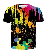 abordables Vision 3D et Géométrie du Garçon-Garçons 3D Bloc de Couleur T-shirt Manche Courte Impression 3D Été Printemps Actif Sports Mode Enfants 3-12 ans Extérieur Quotidien Intérieur Coupe régulière