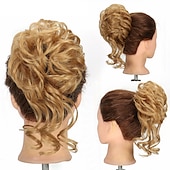baratos Puxos-rabo de cavalo de extensão de cabelo de peruca de coque com elástico elástico updo peruca de rabo de cavalo extensões de cabelo sintético scrunchies apliques de rabo de cavalo para mulheres