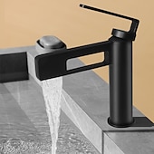 abordables Classiques-Robinet de lavabo de salle de bain, robinet de salle de bain noir, robinets de bain en forme de pistolet à un trou en laiton (noir/gris/chrome/doré)