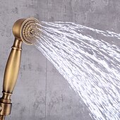 cheap Shower Faucets-Shower Faucet / Body Jet Massage Set - Handshower Included pullout Rainfall Shower Antique / Vintage Style Antique Brass Mount Inside Brass Valve Bath Shower Mixer Taps