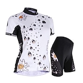 voordelige Herenkleding sets-Dames Korte mouw Wielrenshirt met shorts Zomer Nylon Elastaan Polyester Wit Zwart Flora Botanisch Grappig Fietsen Short / Broekje Shirt Gewatteerde shorts waterdicht 3D-pad Ademend / Gevorderd