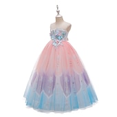 preiswerte Kleider für die Blumenmädchen-kinderkleidung Mädchen Blumenmädchen Kleid Kleid Party Kleid Blume Ärmellos Leistung Hochzeit Party Gitter Elegant Prinzessin Polyester Midi abendkleider Blumenmädchenkleid Sommer Frühling 3-10 Jahre