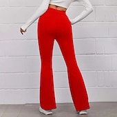 cheap Women&#039;s Flare Pants-Women&#039;s Normal Bootcut Flare Flared Pants Fashion Full Length High Waist Plain Wide Leg Comfort Micro-elastic Casual Weekend Black Yellow Red Blue Summer Spring &amp;  Fall Regular Fit