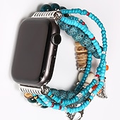 baratos Pulseiras de Apple Watch-Pulseira de joias Compatível com Pulseira Apple Watch 38mm 40mm 41mm 42mm 44mm 45mm 49mm Feminino Elástico Com Miçangas Contas pulseira de substituição para iwatch Ultra 2 Series 9 8 7 SE 6 5 4 3 2 1