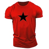 abordables Camiseta gráfica para hombres-Hombre Graphic Estrella Camiseta Estilo casual 100% Algodón Manga Corta Gráfico Camisa Negro / Rojo Rojo / Blanco Negro / Gris Camiseta cómoda Casual Deportes Ropa de diseñador de moda