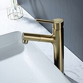 voordelige Klassiek-wastafelmengkraan voor de badkamer, uittrekbaar met 2-standen sproeier, uittrekbare wastafelkranen met enkele handgreep, op het blad gemonteerd