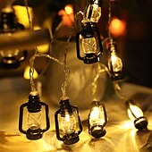 cheap Solar String Lights-Outdoor Solar Decoration Lights LED Retro Oil Lamp Shape String Lights 5m 20leds Christmas Home Indoor Outdoor Decoration