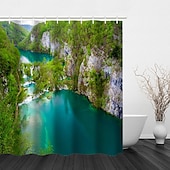 levne Sprchové závěsy-Kr beautiful krajina tisk přírody voděodolný sprchový závěs moderní polyester strojově voděodolný koupelnový s háčky