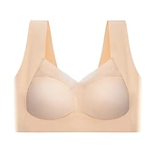 billige BH&#039;er-trådløse bh-er for kvinner faste stropper full dekning v-hals pustende ren farge pull-on lukking tilfeldig daglig nylon 1 stk svart rosa / bh &amp;amp; braletter / 1 stk hjemmeantrekk
