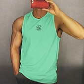 preiswerte Fitness Tank-Tops-Herren Tank Top Weste Unterhemd Ärmelloses Shirt Ärmellos Rundhalsausschnitt Sommer Grafikdrucke Mode Leicht Atmungsaktiv Druck Outdoor Straße Lässig Schwarz Weiß Gelb Top T-Shirt für Herren