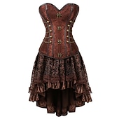 cheap Gothic-Retro Vintage Punk &amp; Gothic Medieval Skirt Outfits Masquerade Pirate Plus Size Asymmetric Hem Romantic Special Design Embroidery Fancy Dress Women's Halloween Carnival Masquerade Party Halloween