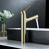 voordelige Klassiek-wastafelmengkraan voor de badkamer, uittrekbaar met 2-standen sproeier, uittrekbare wastafelkranen met enkele handgreep, op het blad gemonteerd