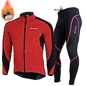 cheap Men&#039;s Jackets &amp; Gilets-Nuckily Men&#039;s Cycling Jacket with Pants Fleece Jacket Winter Thermal Warm Windproof 3D Pad Breathable Bike Windbreaker Clothing Suit Mountain Bike MTB Road Bike Cycling Green Red Blue Bike Wear