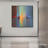 Недорогие Картины маслом-Hang-роспись маслом Ручная роспись Квадратный Абстракция Пейзаж Современное Импрессионизм Включите внутренний каркас