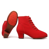baratos Botas de dança-Mulheres Botas de Dança Espetáculo Festa Ensaio / Prática Botas de Calcanhar Ao ar livre Parte inferior inteira Cadarço Salto Grosso Ponta Redonda Adulto Preto