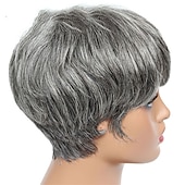 cheap Human Hair Capless Wigs-Human Hair Wig Short Natural Wave With Bangs Black Burgundy Dark Brown Soft Party Women Capless Brazilian Hair Women&#039;s Natural Black #1B Black / Grey Medium Brown#4 6 inch Party / Evening Daily Daily