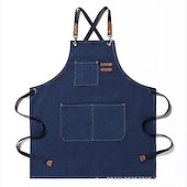 cheap Aprons-Chef Apron For Women and Men, Kitchen Cooking Apron, Personalised Gardening Apron with Pocket Work Aprons Cross Back Heavy Duty Adjustable