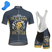cheap Men&#039;s Clothing Sets-Men&#039;s Cycling Jersey with Bib Shorts Short Sleeve Mountain Bike MTB Road Bike Cycling Dark Navy Blue Gear Bike Clothing Suit 3D Pad Breathable Quick Dry Back Pocket Polyester Spandex Sports Letter