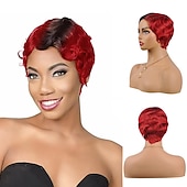 economico Parrucche di altissima qualità-breve pixie cut parrucche per le donne nere mamma parrucca parrucche brasiliane dei capelli umani dito ocean wave parrucca remy parrucca di capelli umani a buon mercato parrucca per il partito