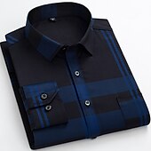 ieftine Cămăși de rochie pentru bărbați-Bărbați Cămașă de Costum Cămașă fără călcat Nuntă Muncă Negru / Roșu Negru / Gri Negru Alb Manșon Lung Pătrat Vară Îmbrăcăminte Imprimeu