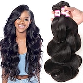 abordables 3 paquets extensions cheveux humains-1 paquet Lot de 3 Lot de 4 Tissage de cheveux Cheveux Brésiliens Ondulation naturelle Extensions de cheveux humains Cheveux Naturel humain Tissages de cheveux humains 8-26 pouce Naturel Homme Design